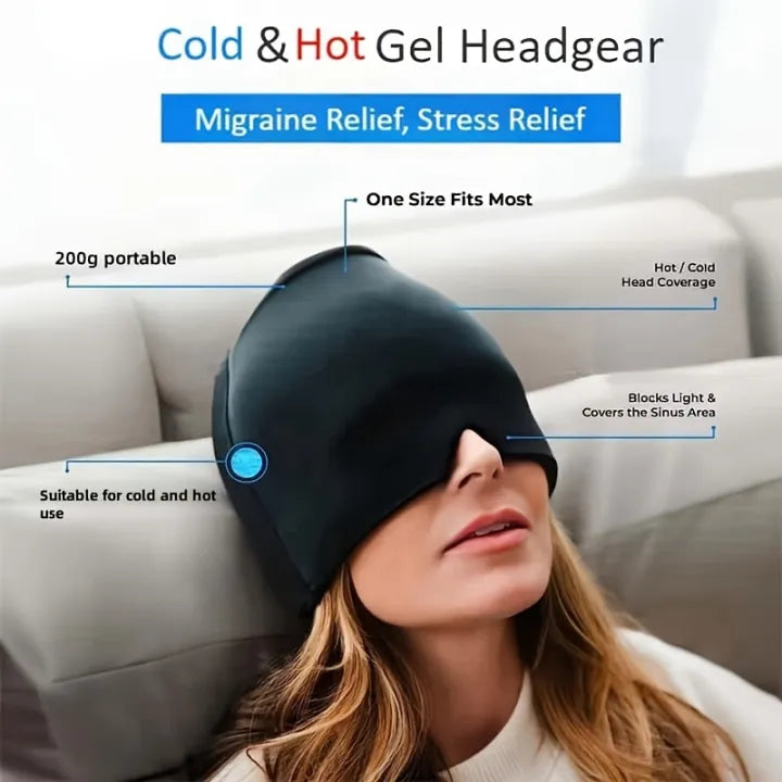 Migraine Relief Cap | Ice Gel Hot & Cold Therapy Hat for Headache, Eye Mask & Stress Pain Relief