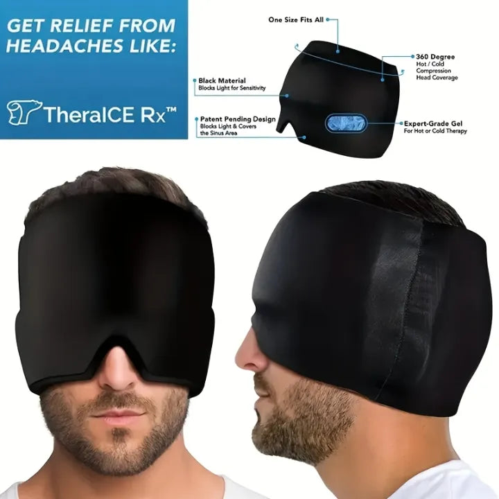 Migraine Relief Cap | Ice Gel Hot & Cold Therapy Hat for Headache, Eye Mask & Stress Pain Relief