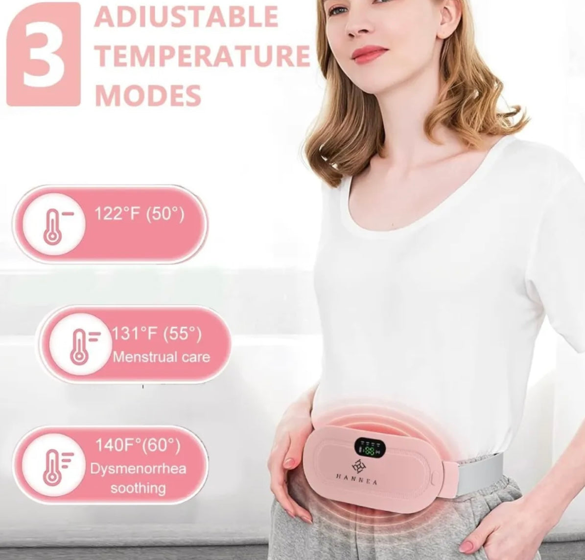 PERIOD CRAMP RELIEF BELT -Portable Menstrual Heating Pad, Heated Belly Belt for Menstrual Cramp Relief with 4 Heat Levels
