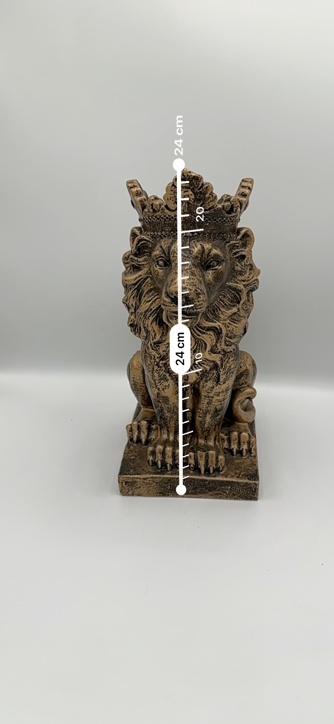 The Crowned King – 9.4-Inch Antique Bronze Lion Resin Sculpture