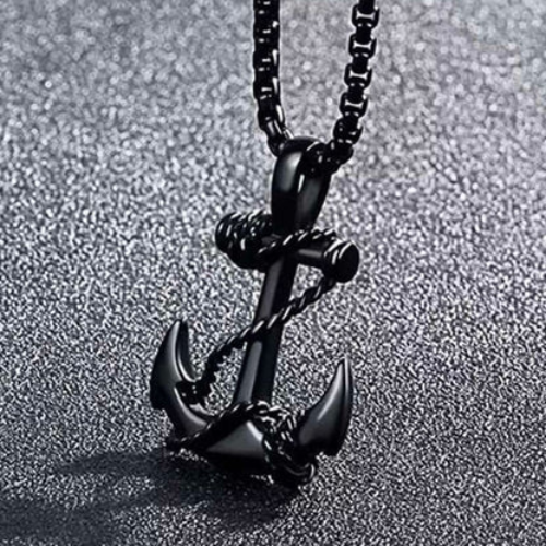 Black Anchor Pendant Necklace