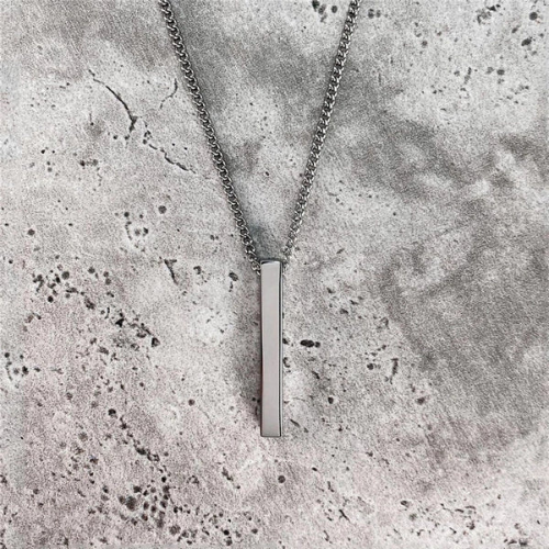 Silver Vertical Bar Pendant Necklace