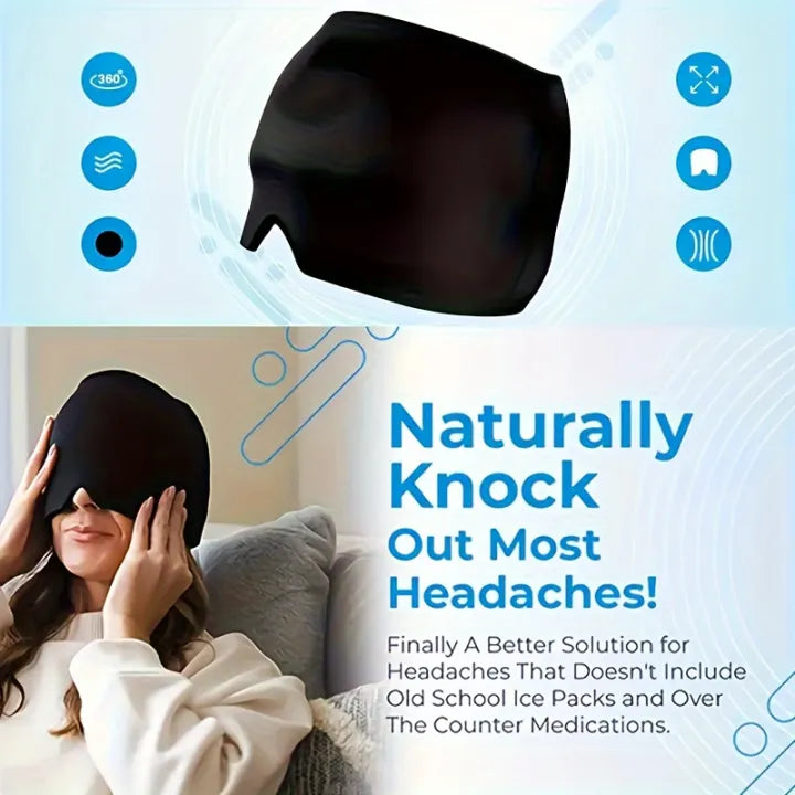 Migraine Relief Cap | Ice Gel Hot & Cold Therapy Hat for Headache, Eye Mask & Stress Pain Relief