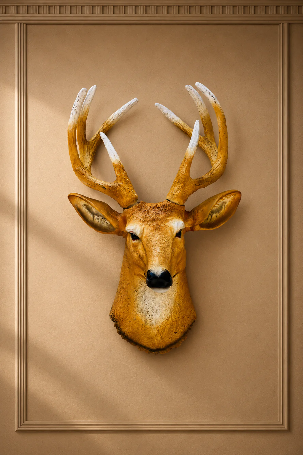 Noble Stag – 22x13-Inch Golden Resin Deer Head Wall Mount