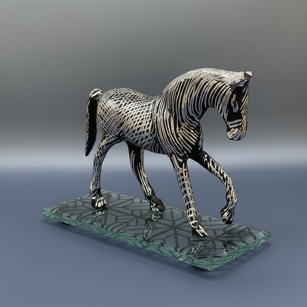 Handcrafted Brass Wire Horse Sculpture - Modern Home Decor Art Piece | Silver Decorative Statue